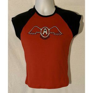 Rare New Aerosmith Red & Navy Silver Puffy Logo